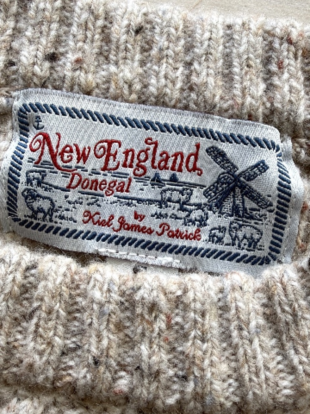 Kiel James Patrick New England Donegal Sweater Heather Beige S Lambswool - Picture 3 of 7